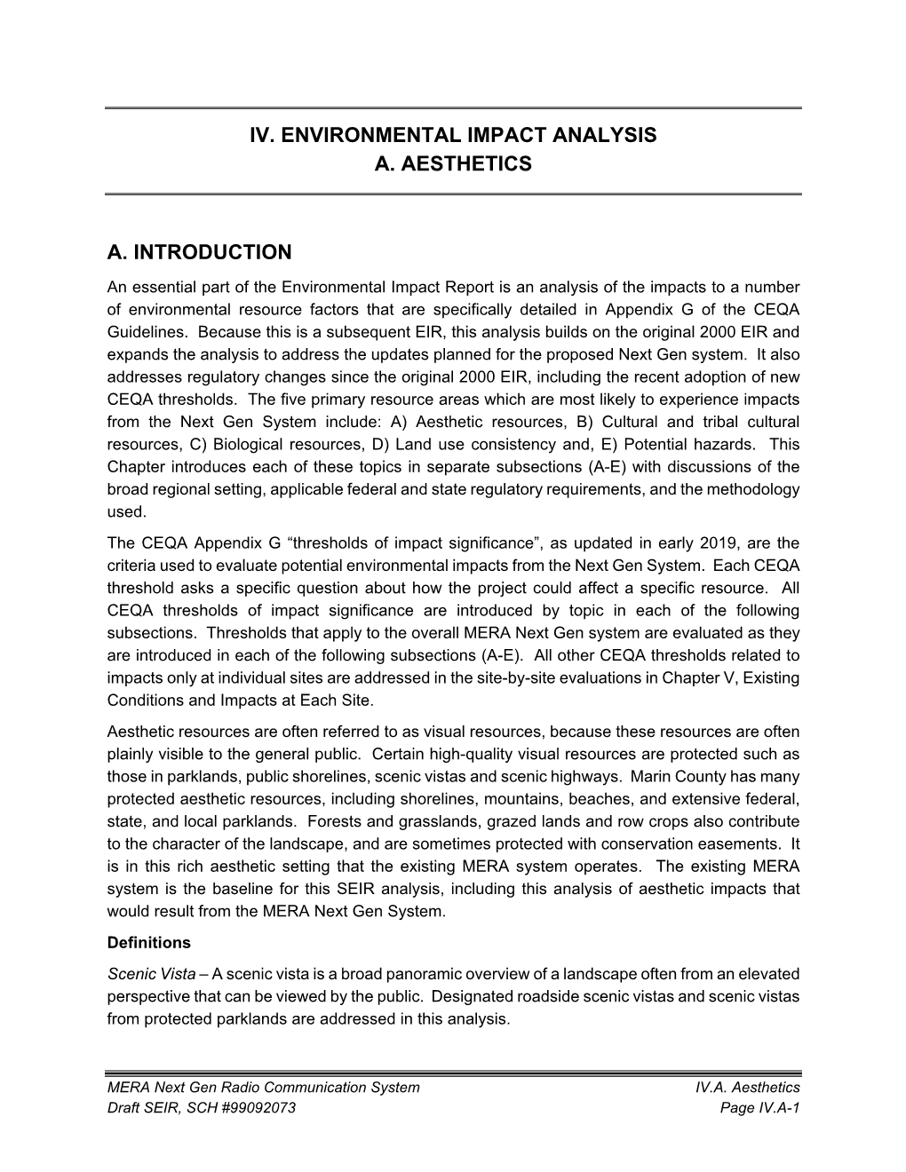 Iv. Environmental Impact Analysis A. Aesthetics A