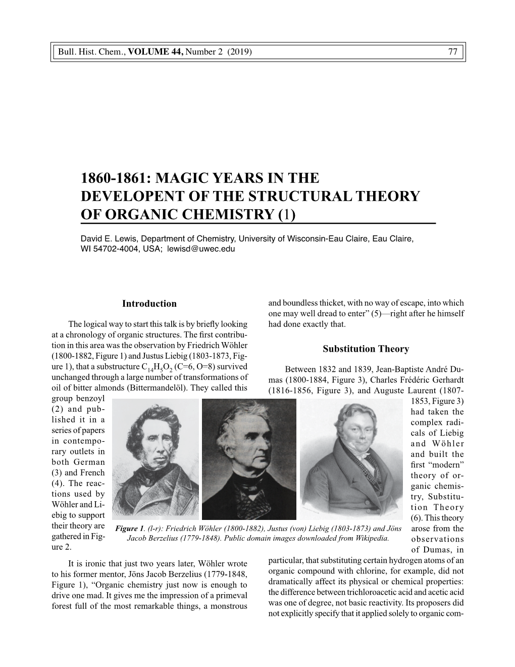 Magic Years in the Development of the Structural Theory of Organic