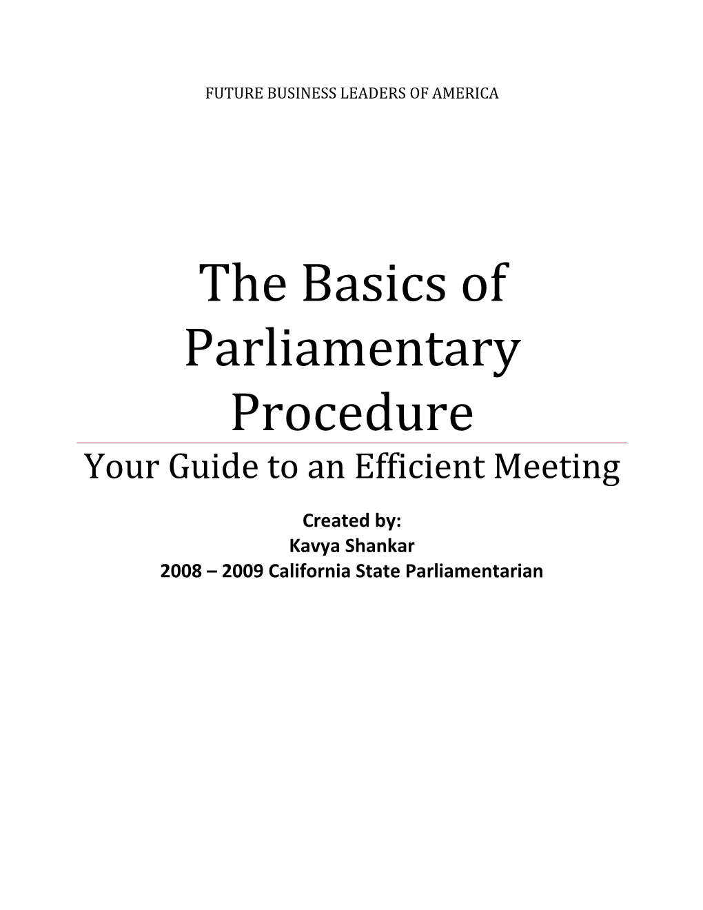 The Basics of Parliamentary Procedure Your Guide to an Efficient Meeting