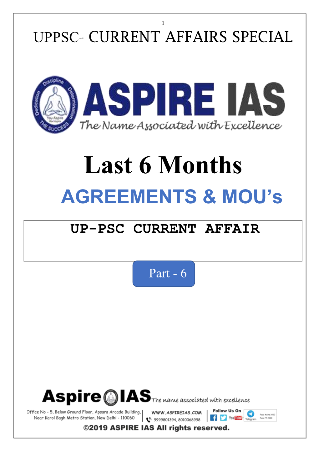 Last 6 Months AGREEMENTS & MOU’S