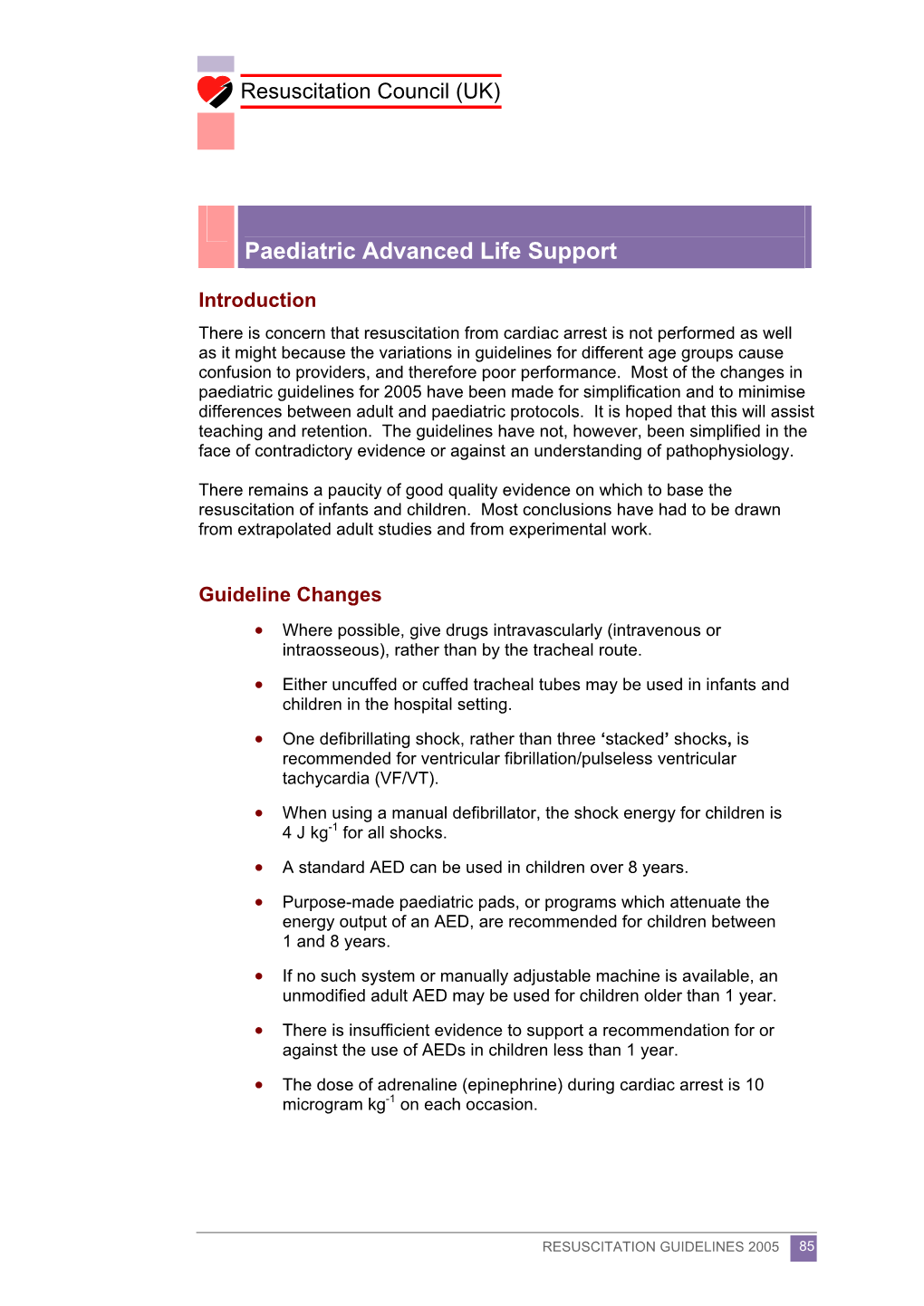 Paediatric Advanced Life Support