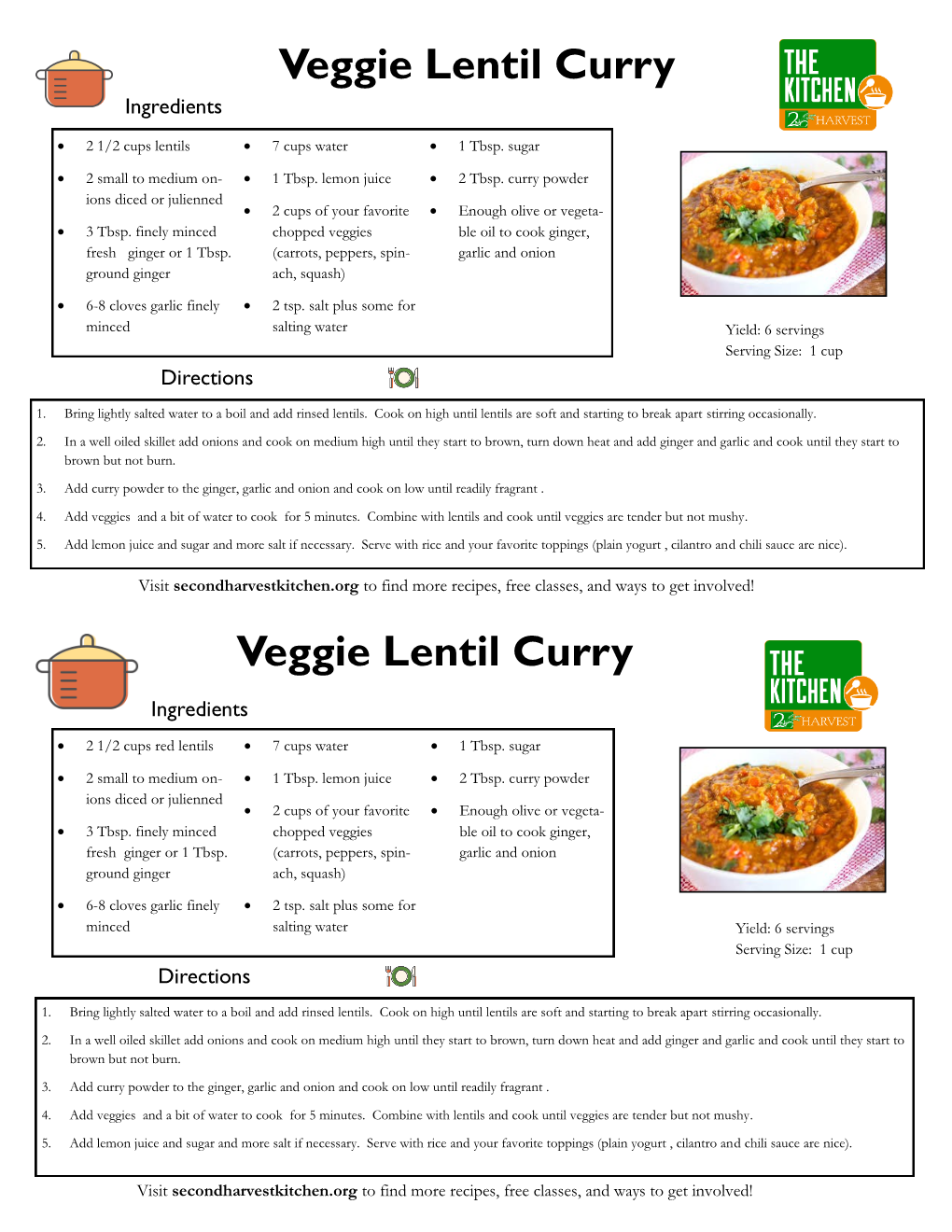 Veggie Lentil Curry Ingredients