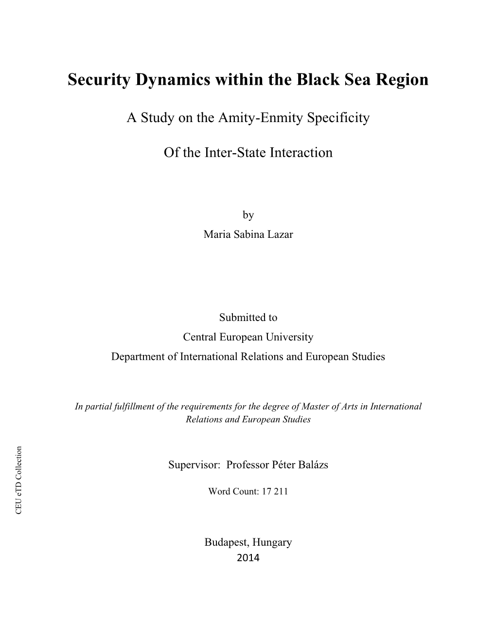 Security Dynamics Within the Black Sea Region