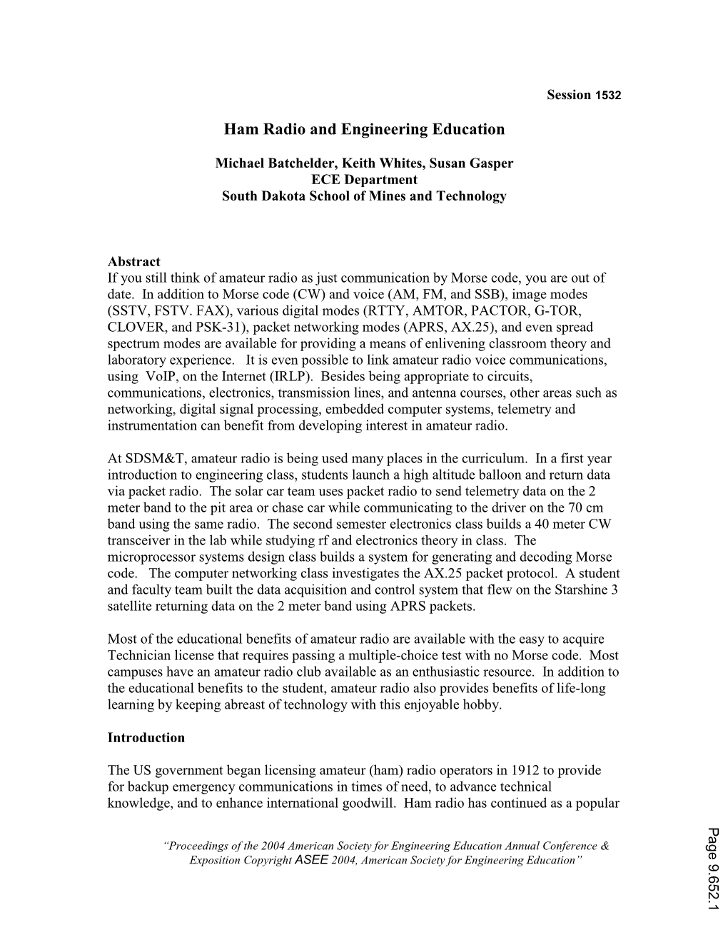 Ham Radio and Engineering Education