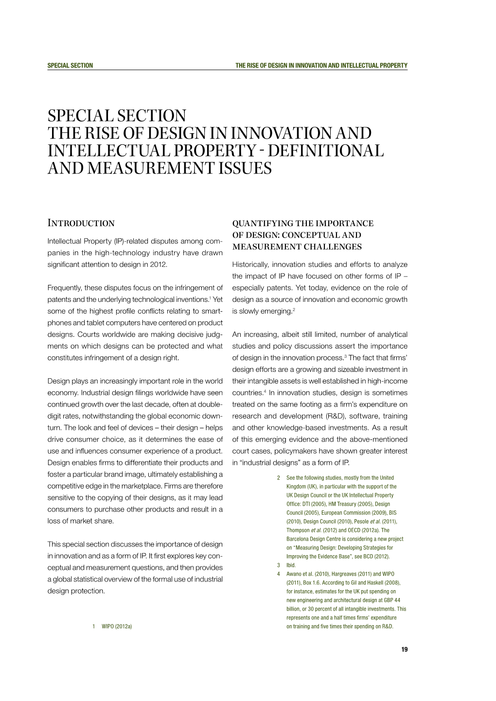 Special Section the Rise of Design in Innovation and Intellectual Property