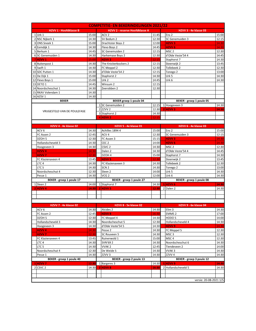 Competitie- En Bekerindelingen 2021-22.Xlsx