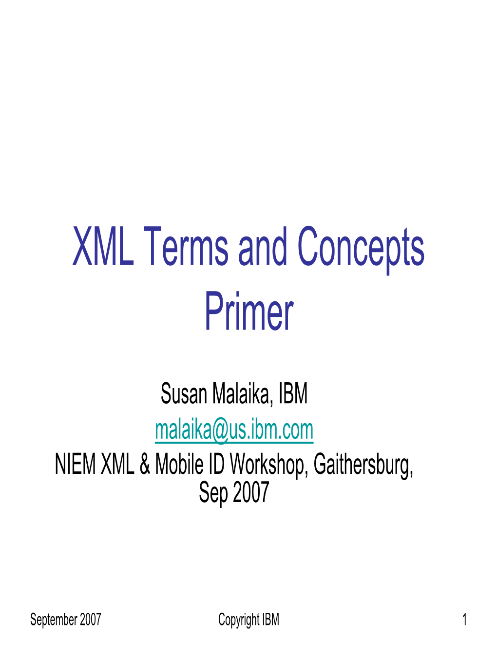 XML Terms and Concepts Primer
