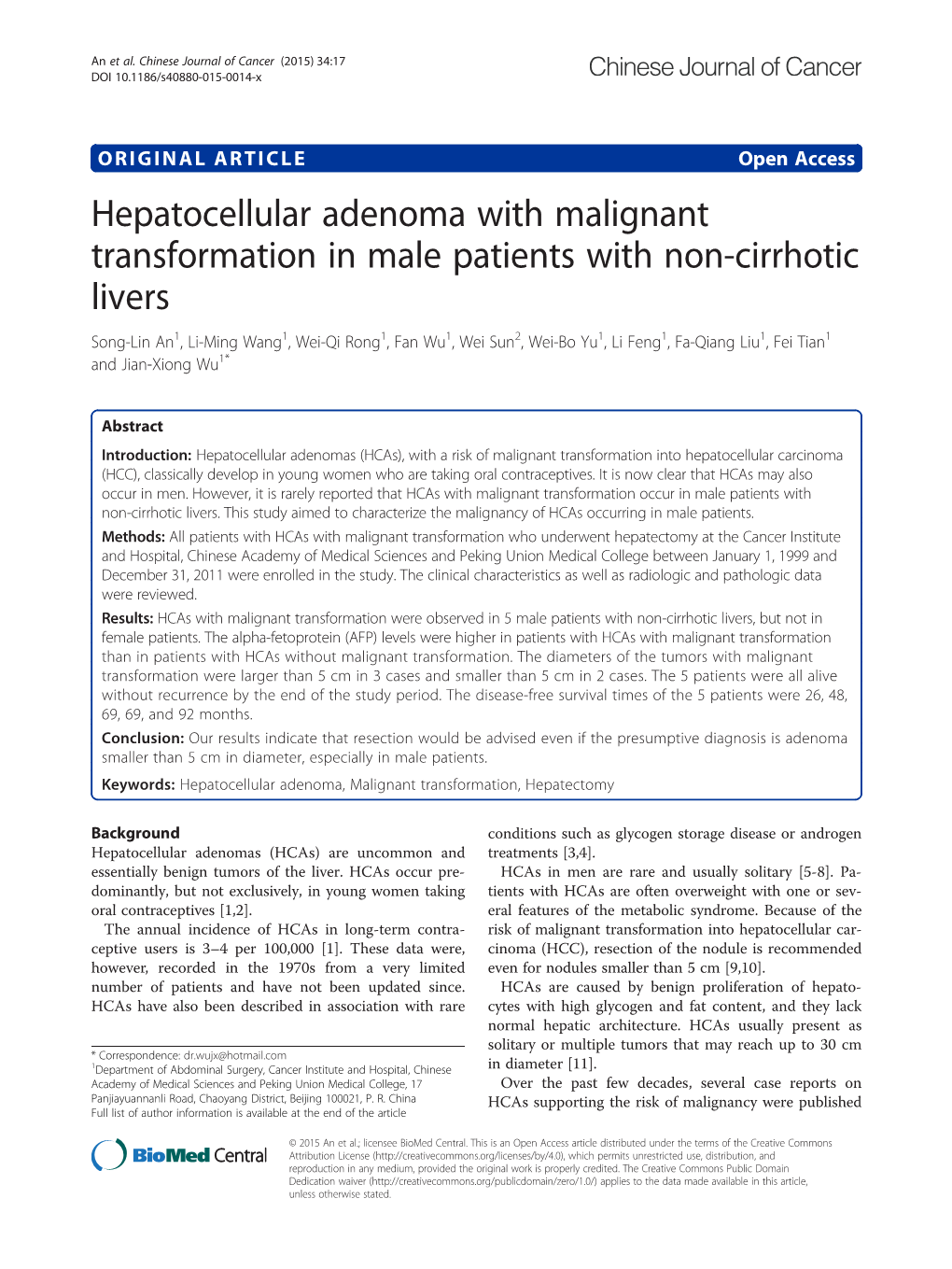 Hepatocellular Adenoma with Malignant Transformation in Male