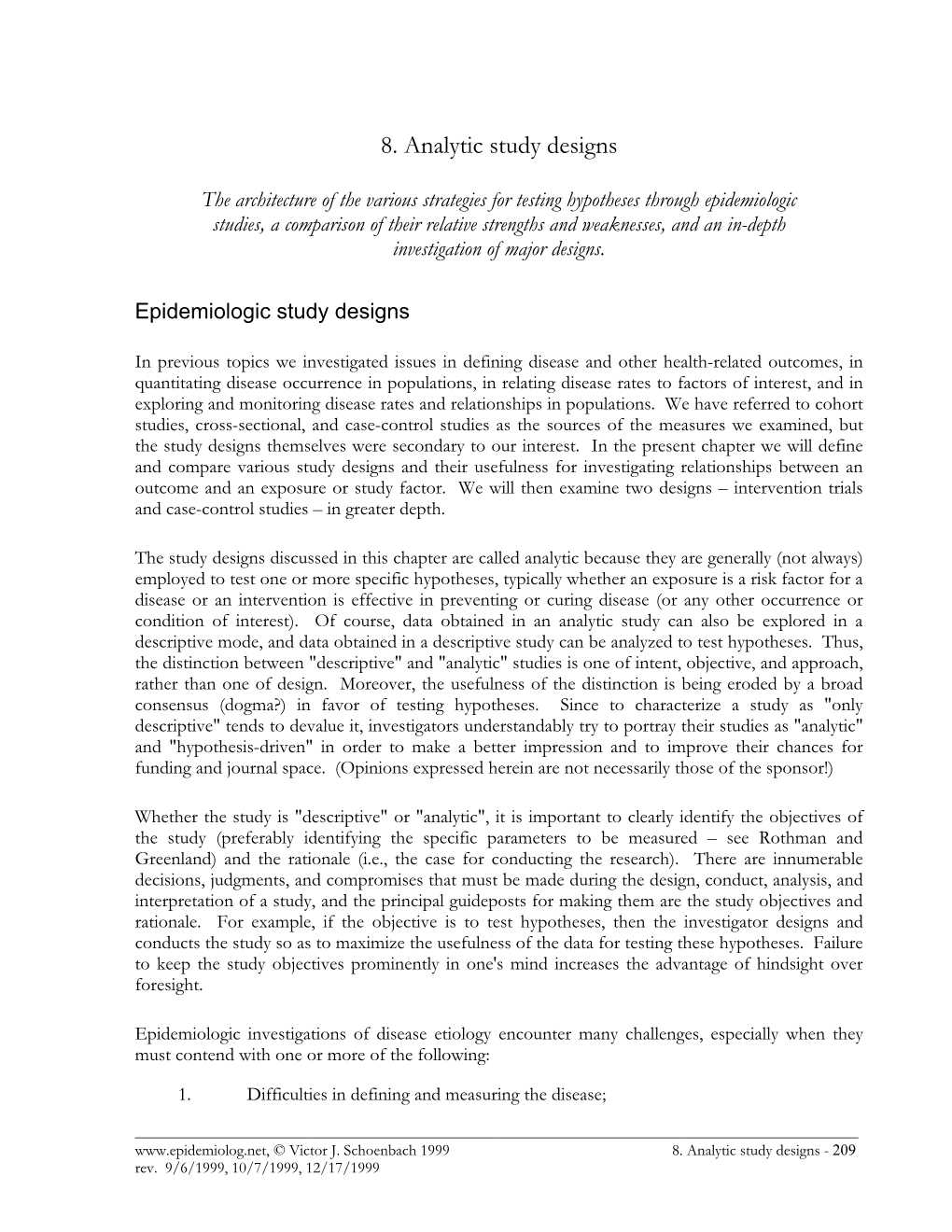 8. Analytic Study Designs