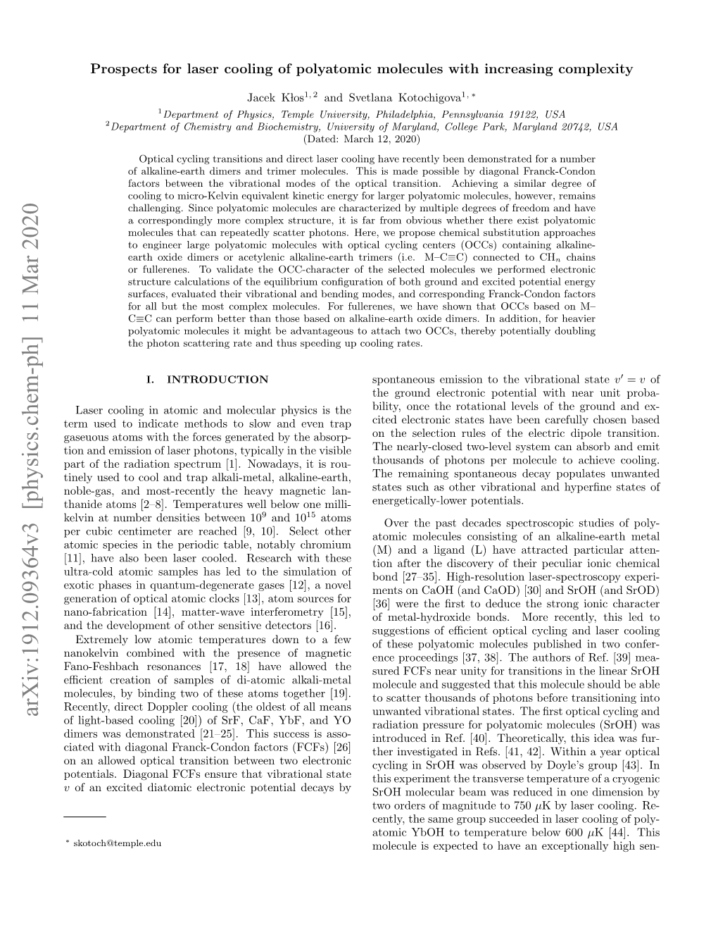 Arxiv:1912.09364V3 [Physics.Chem-Ph] 11 Mar 2020 Unwanted Vibrational States