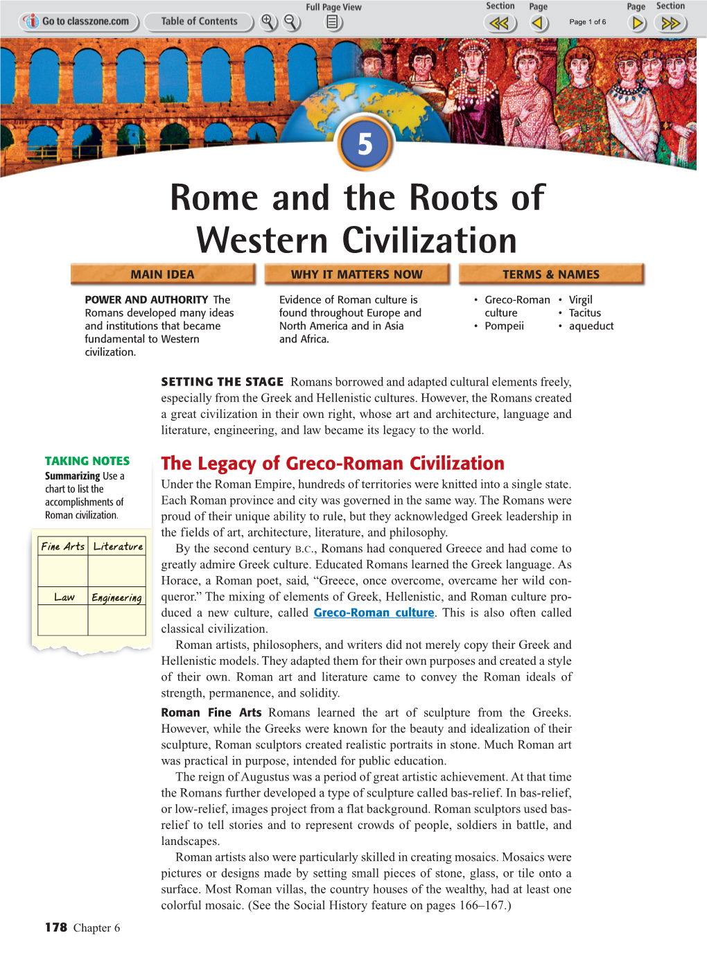 Rome and the Roots of Western Civilization MAIN IDEA WHY IT MATTERS NOW TERMS & NAMES