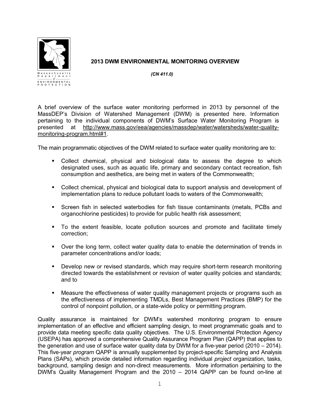 2013 Dwm Environmental Monitoring Overview