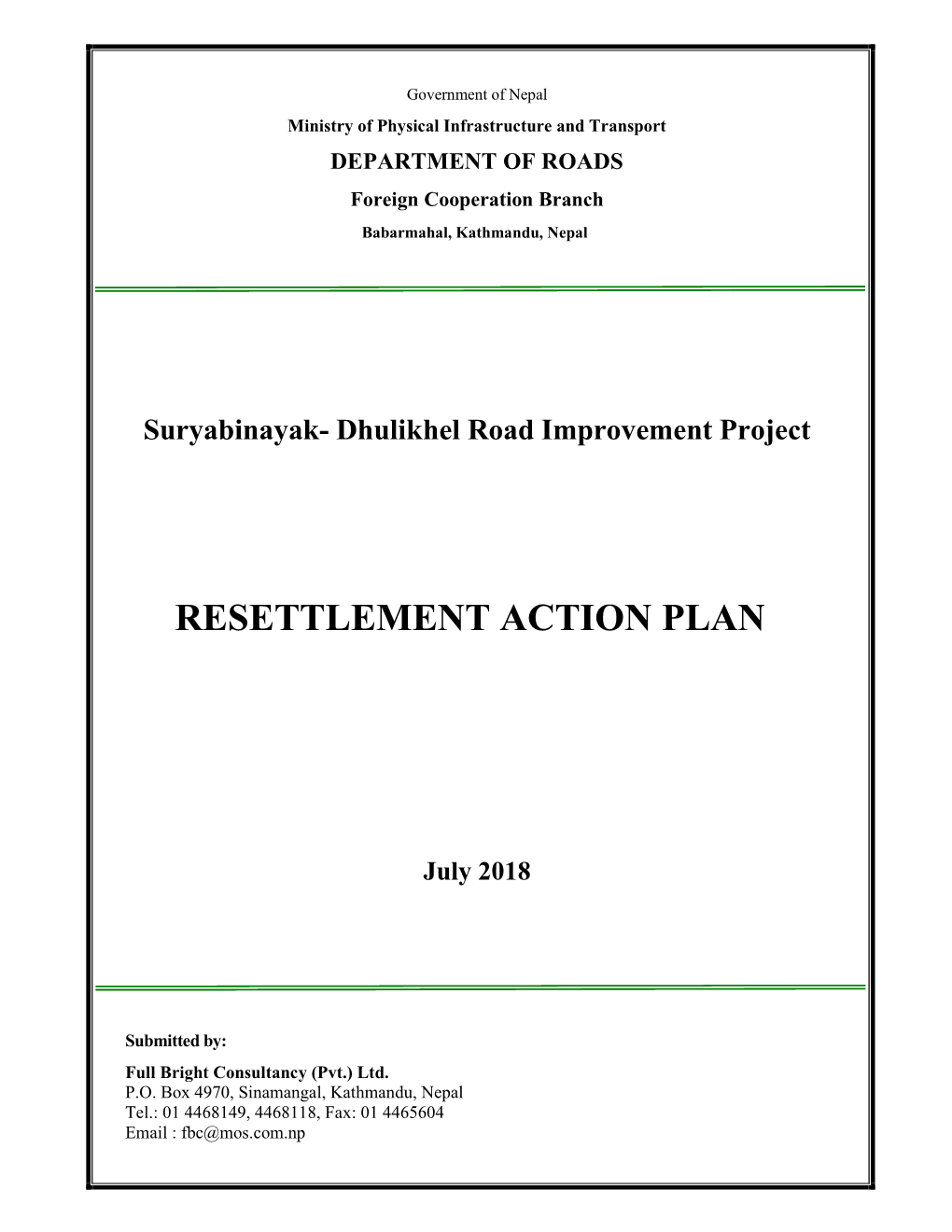 Resettlement Action Plan