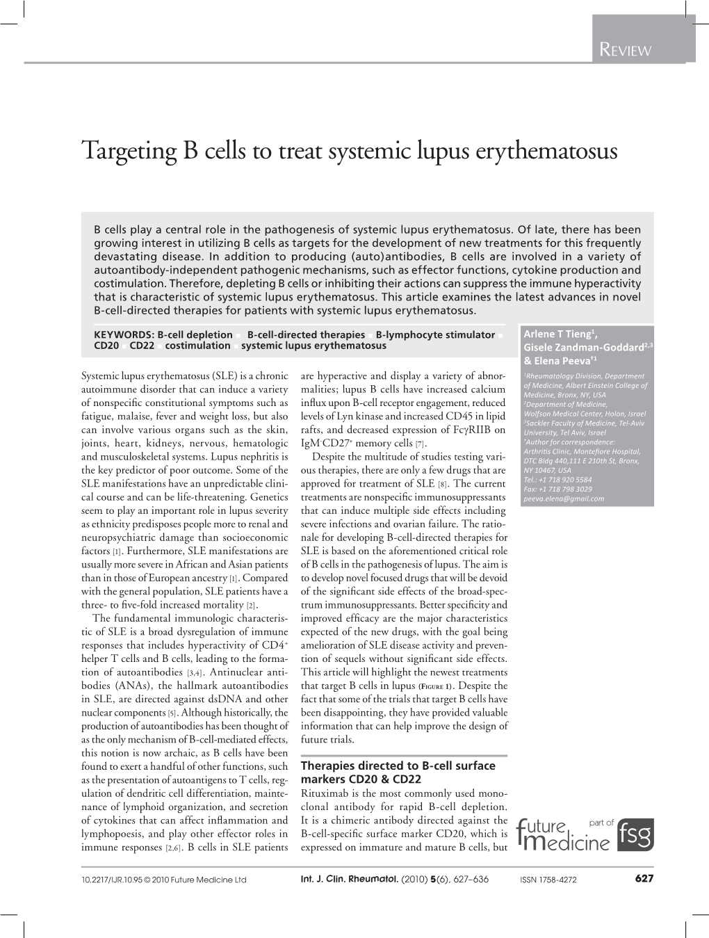 Targeting B Cells to Treat Systemic Lupus Erythematosus