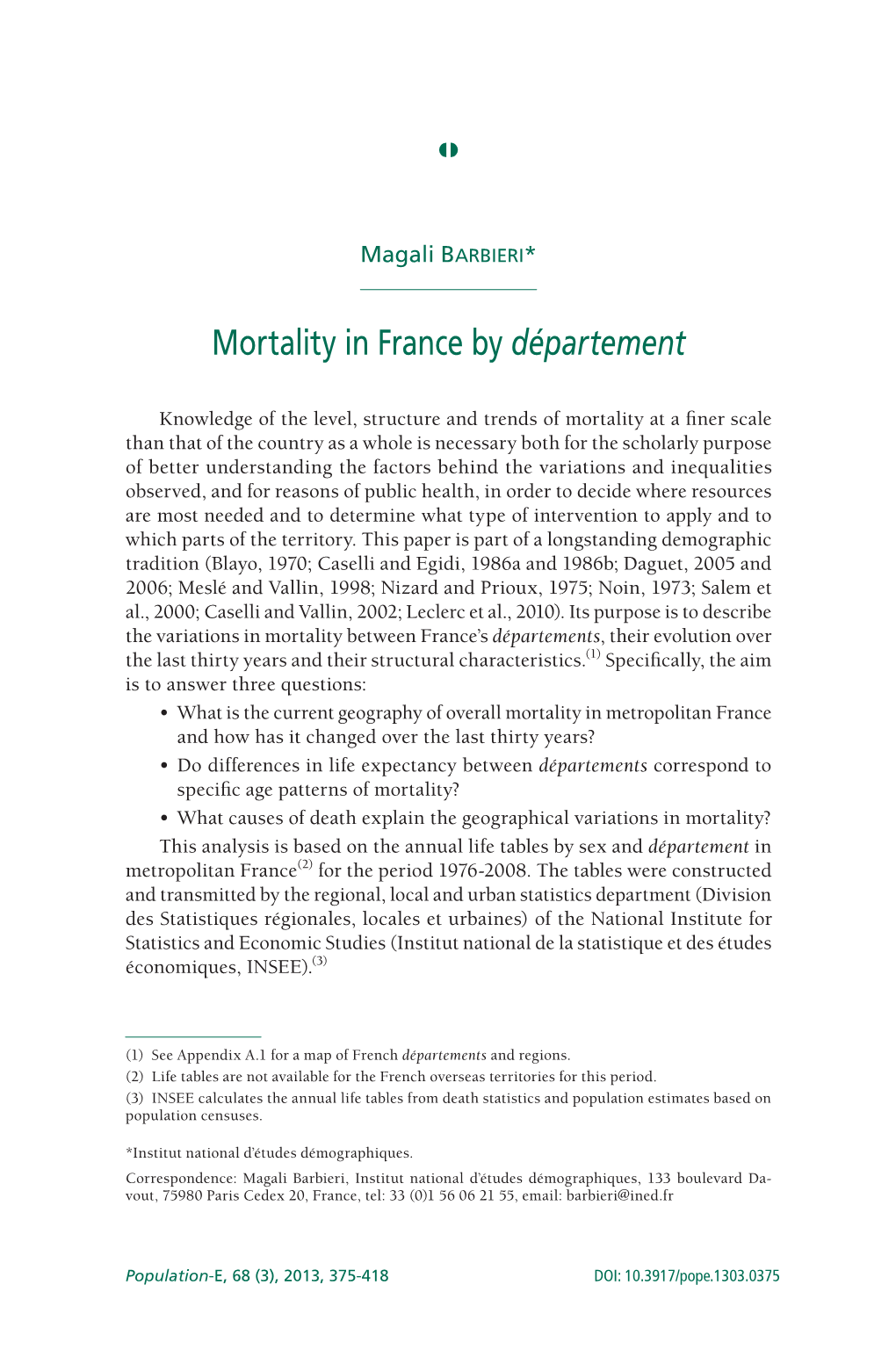 Mortality in France by Département