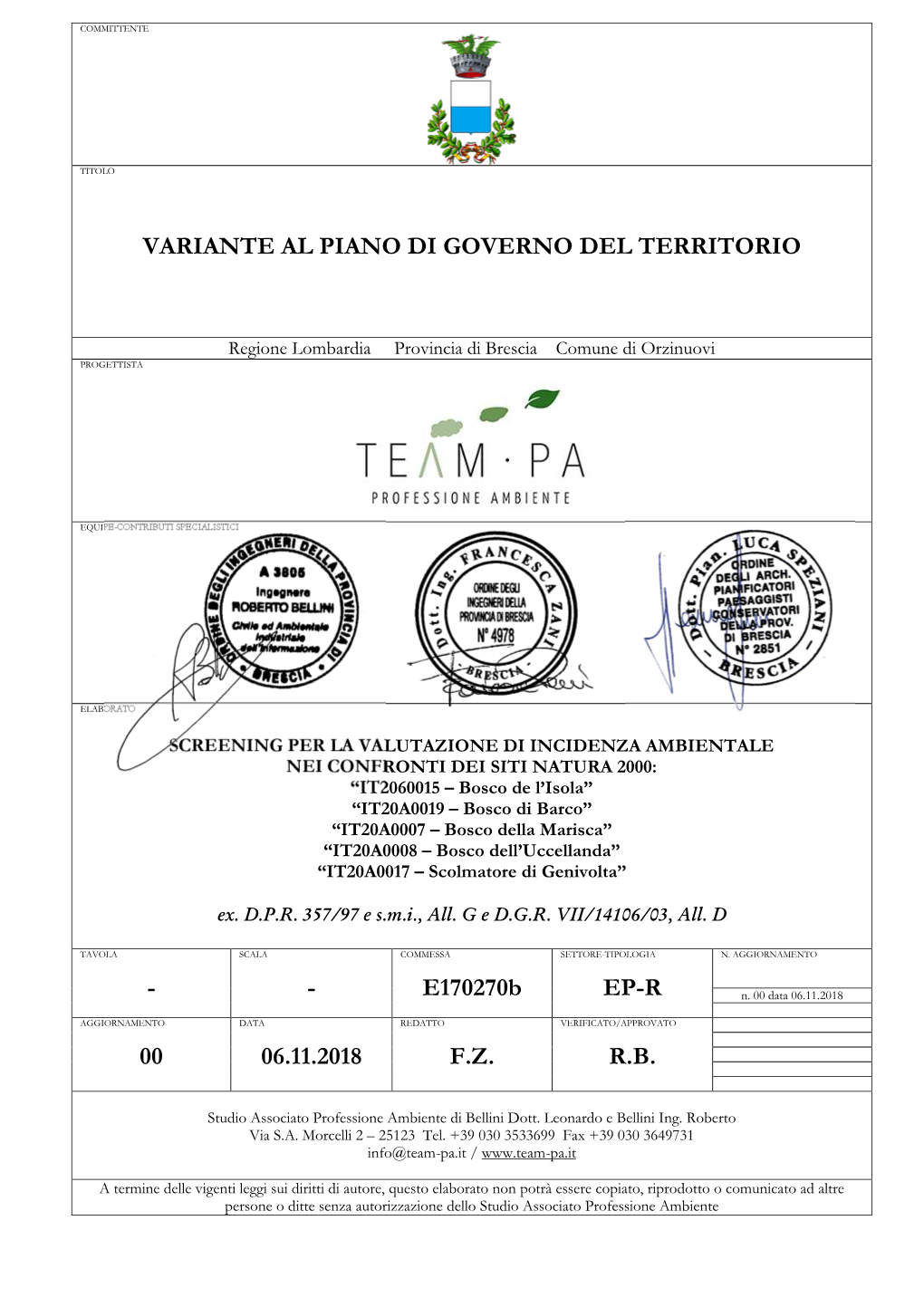 Variante Al Piano Di Governo Del Territorio