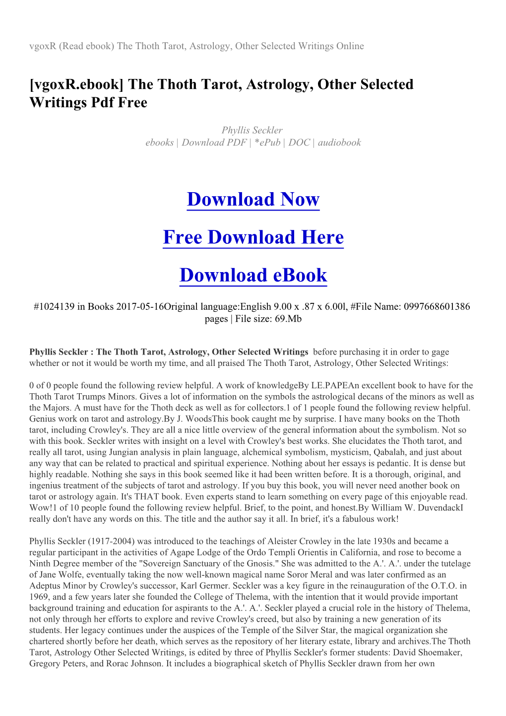 The Thoth Tarot, Astrology, Other Selected Writings Pdf Free