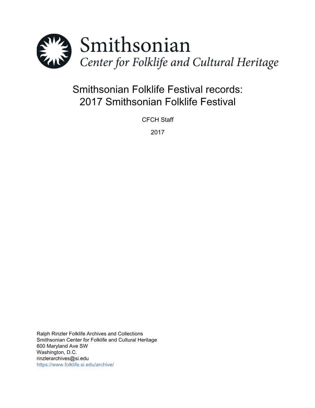 2017 Smithsonian Folklife Festival