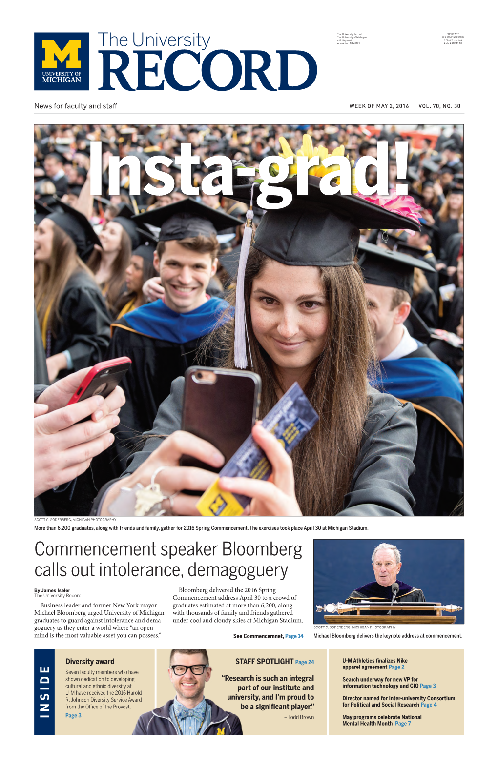 Commencement Speaker Bloomberg Calls out Intolerance, Demagoguery