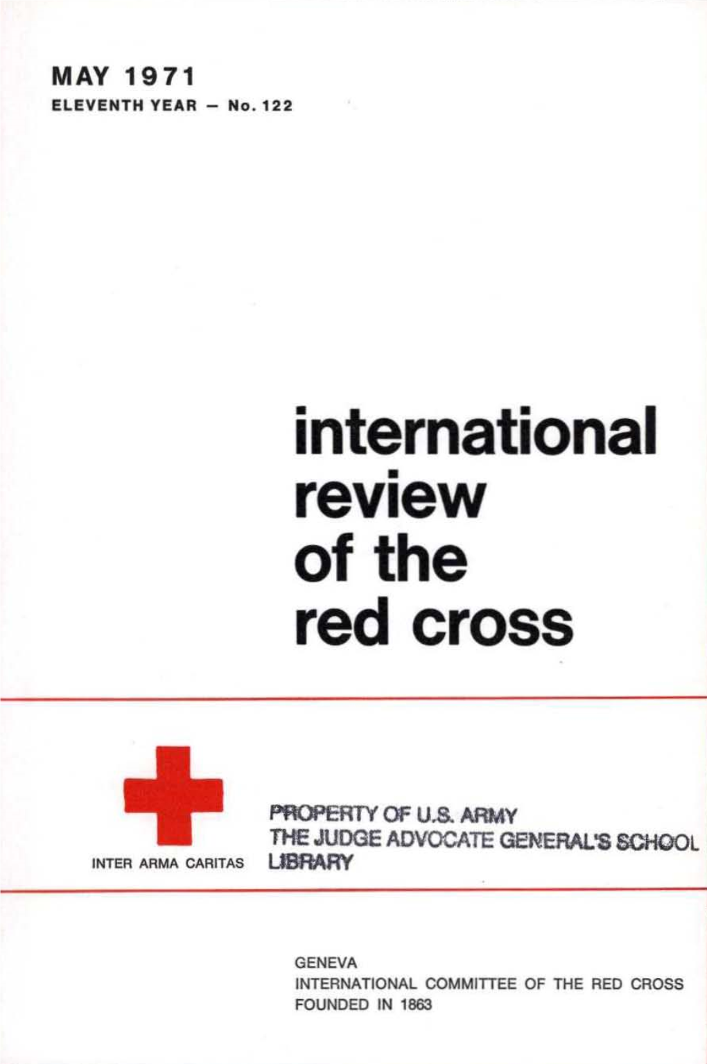 International Review of the Red Cross, May 1971, Eleventh Year