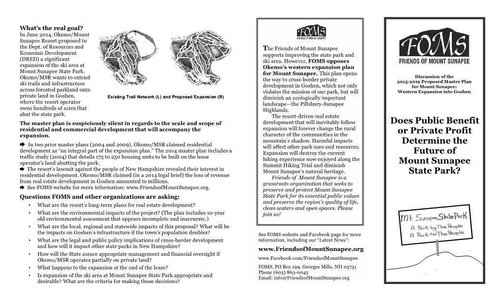 Does Public Benefit Or Private Profit Determine the Future of Mount Sunapee State Park?