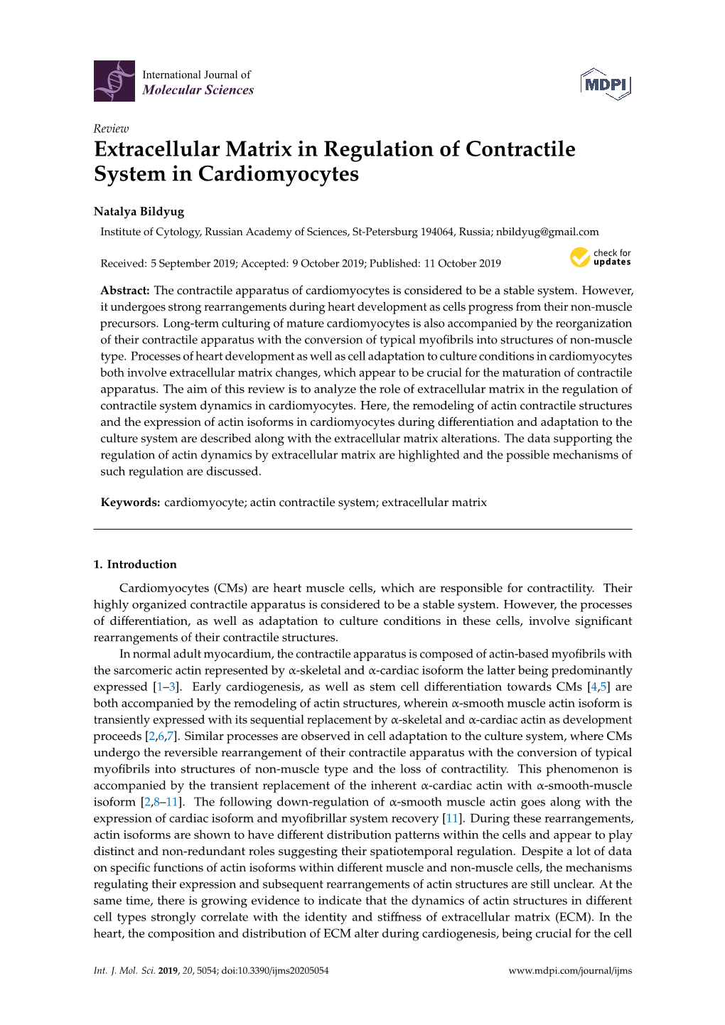 Extracellular Matrix in Regulation of Contractile System in Cardiomyocytes