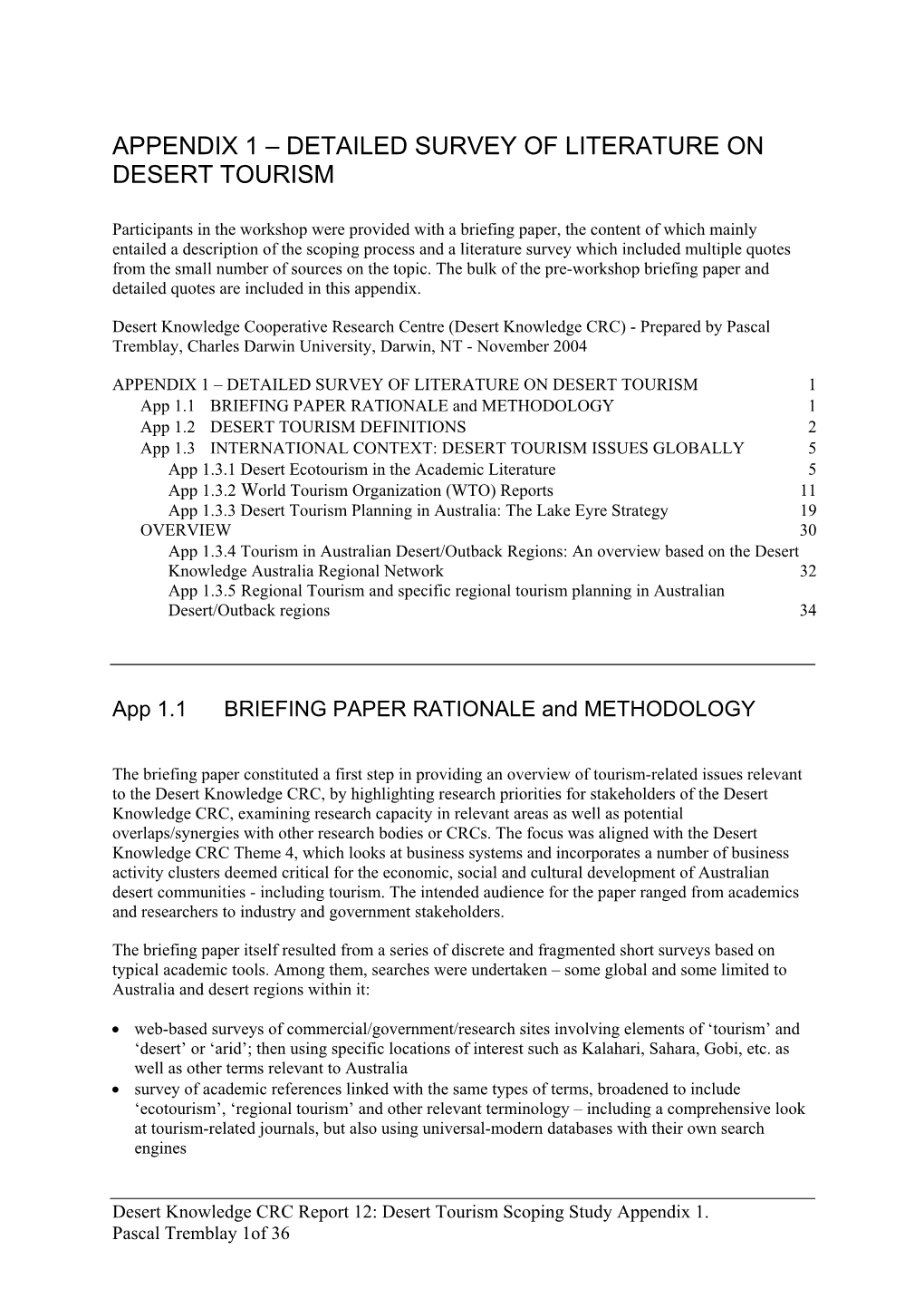 Detailed Survey of Literature on Desert Tourism