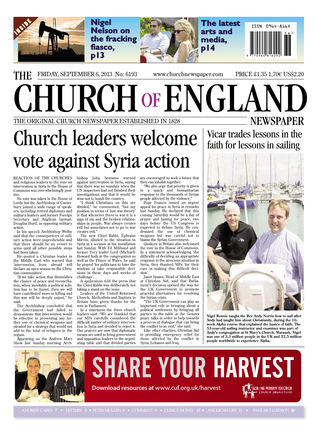 Church Leaders Welcome Vote Against Syria Action