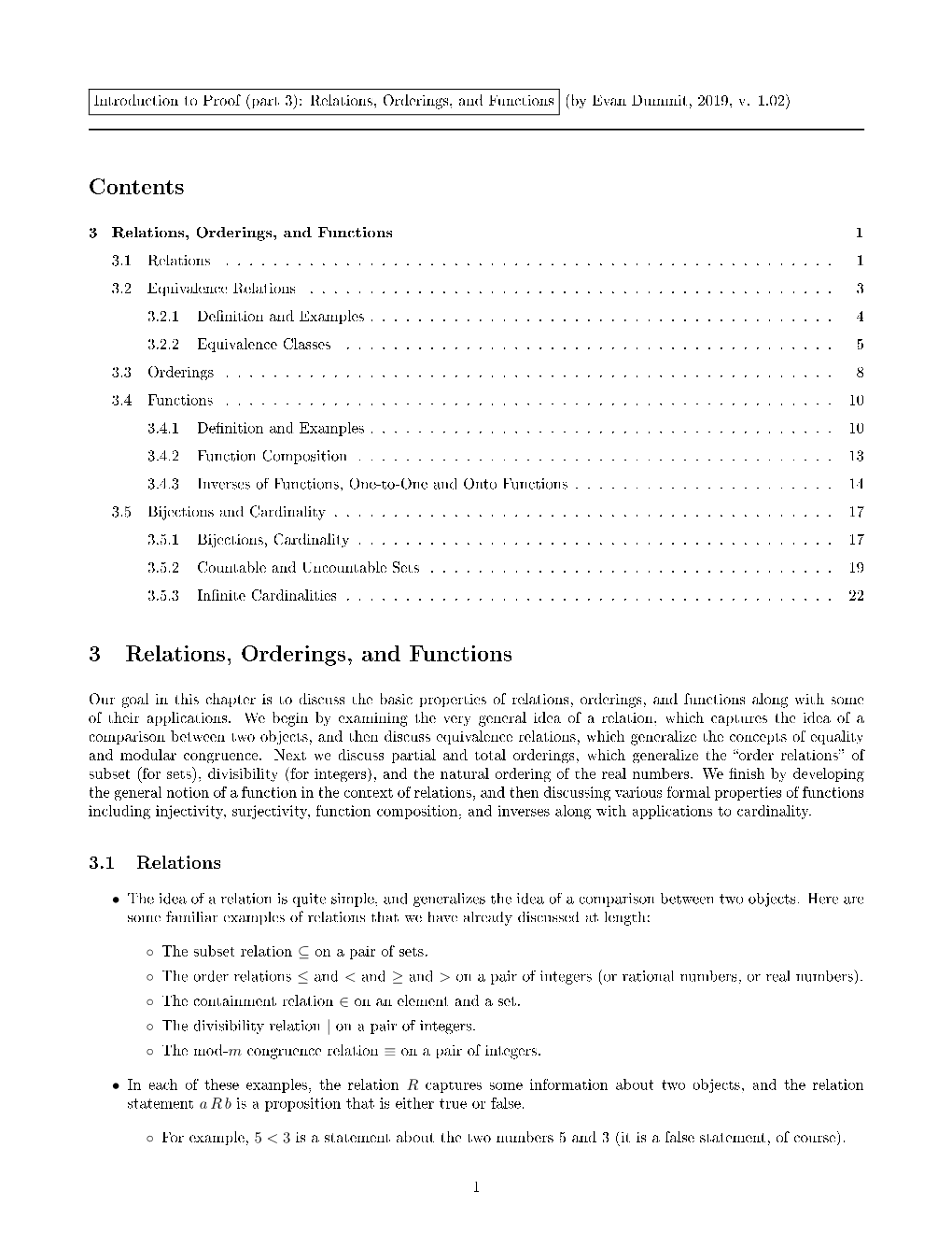 Contents 3 Relations, Orderings, and Functions