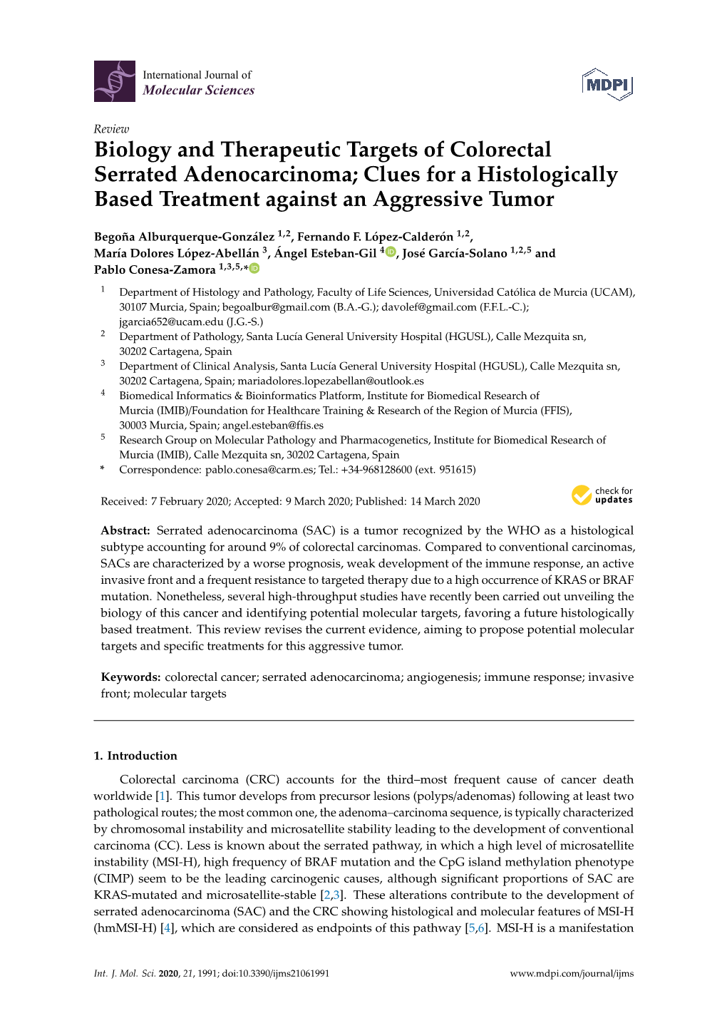 Biology and Therapeutic Targets of Colorectal Serrated Adenocarcinoma; Clues for a Histologically Based Treatment Against an Aggressive Tumor