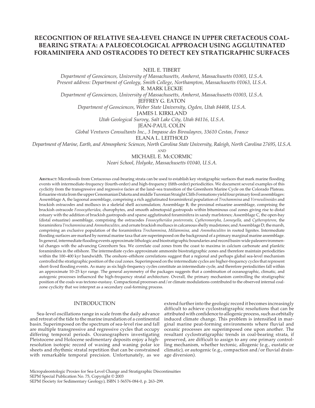 Recognition of Relative Sea-Level Change in Upper Cretaceous Coal