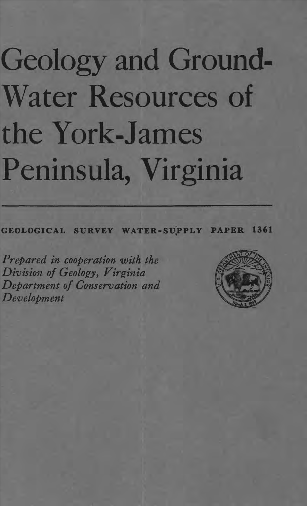 Geology and Ground-Water Resources of the York-James Peninsula, Virginia