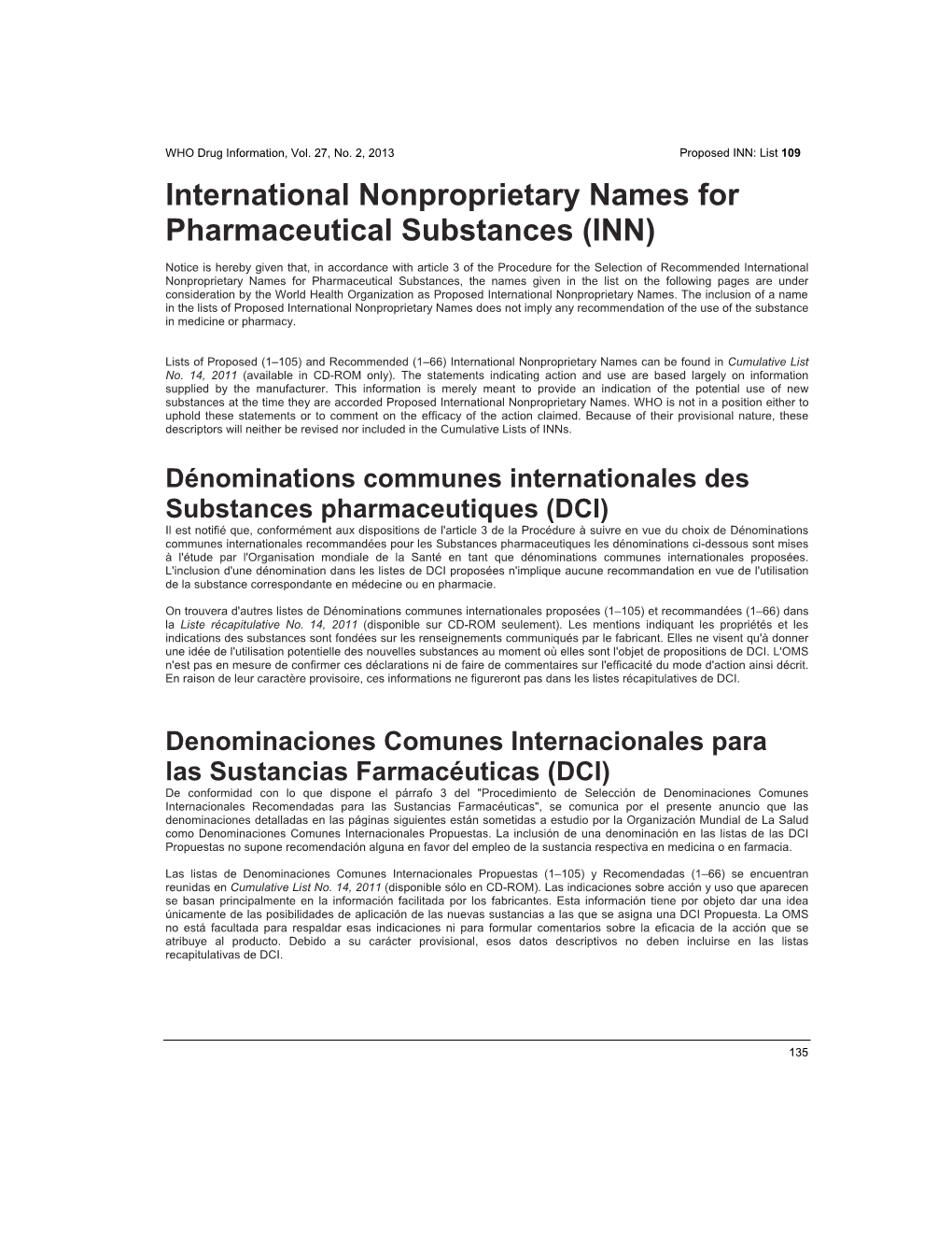 International Nonproprietary Names for Pharmaceutical Substances (INN)