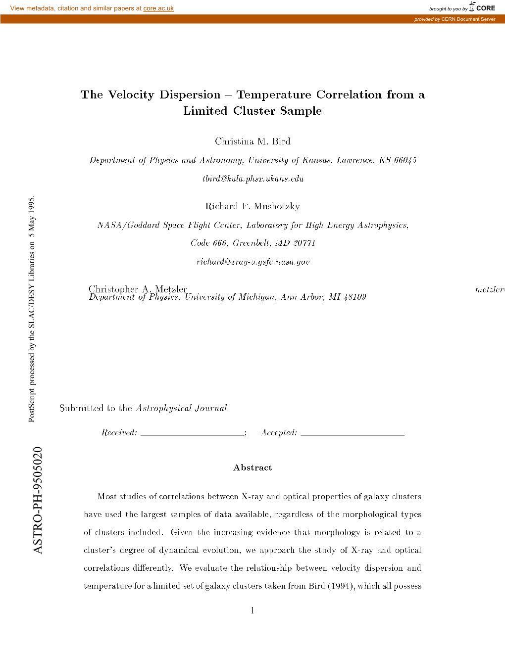 The Velocity Dispersion