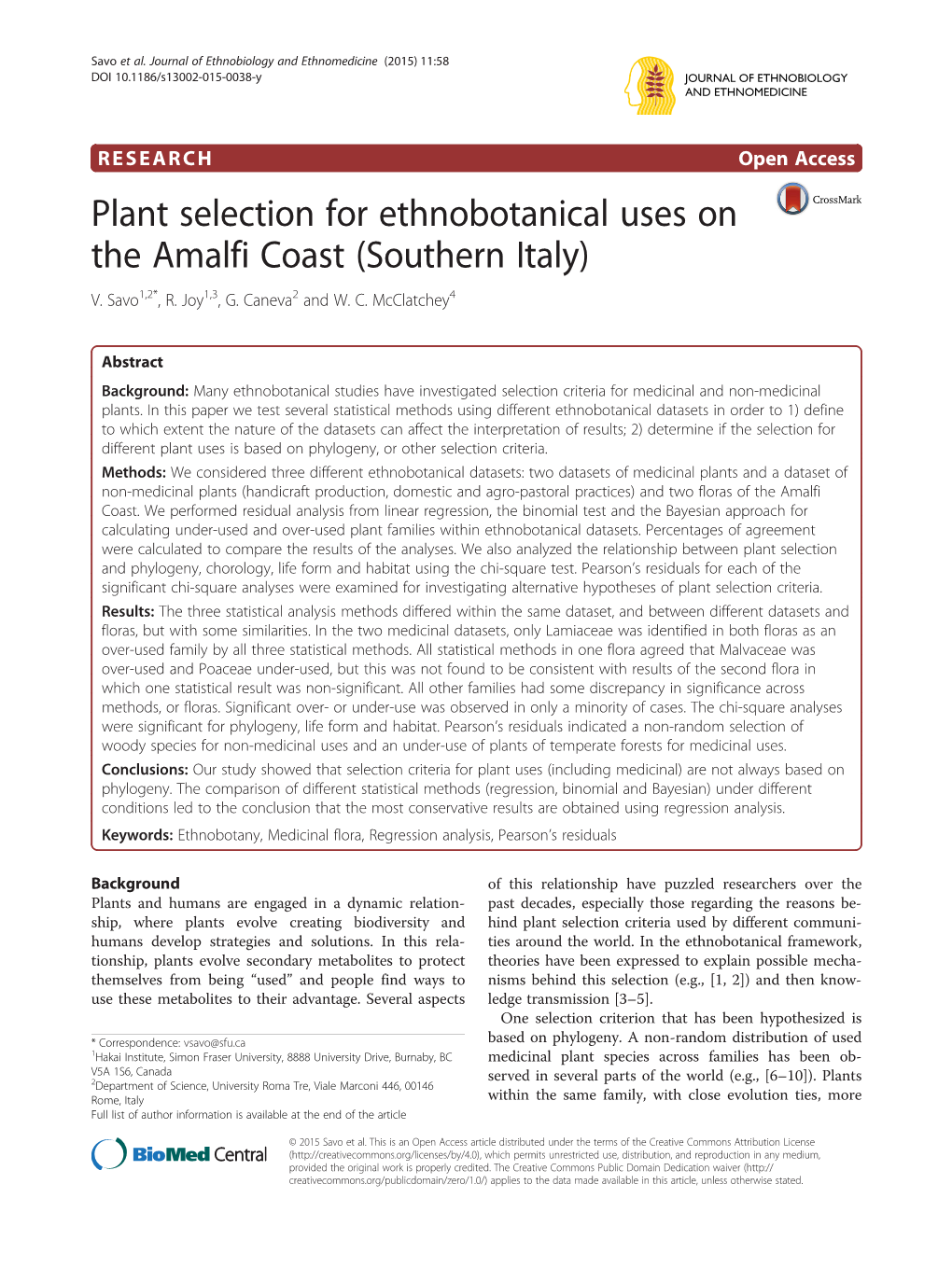Plant Selection for Ethnobotanical Uses on the Amalfi Coast (Southern Italy) V