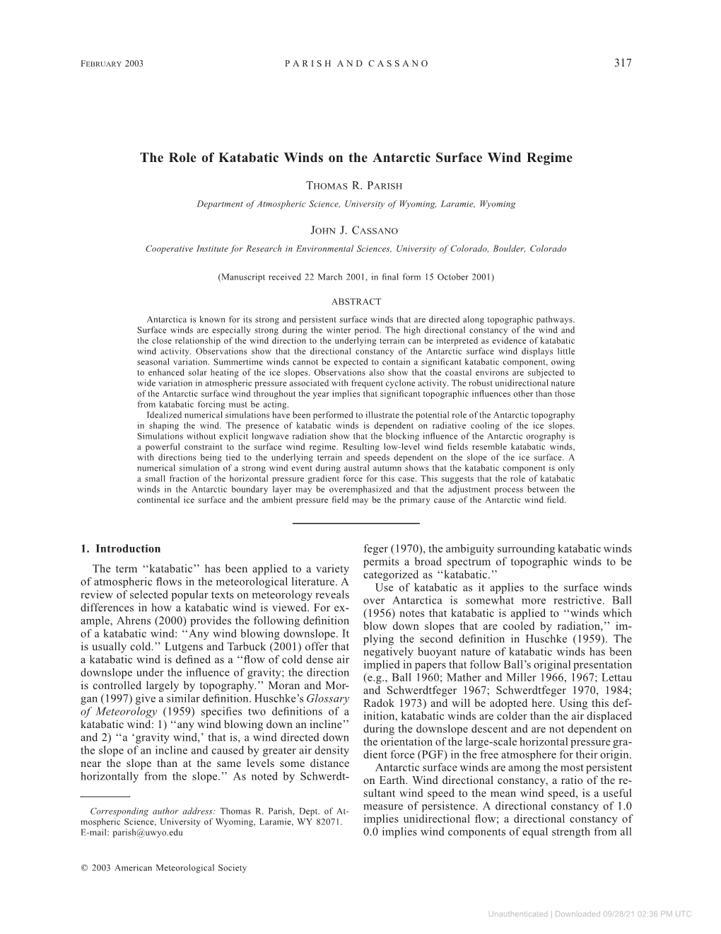 The Role of Katabatic Winds on the Antarctic Surface Wind Regime