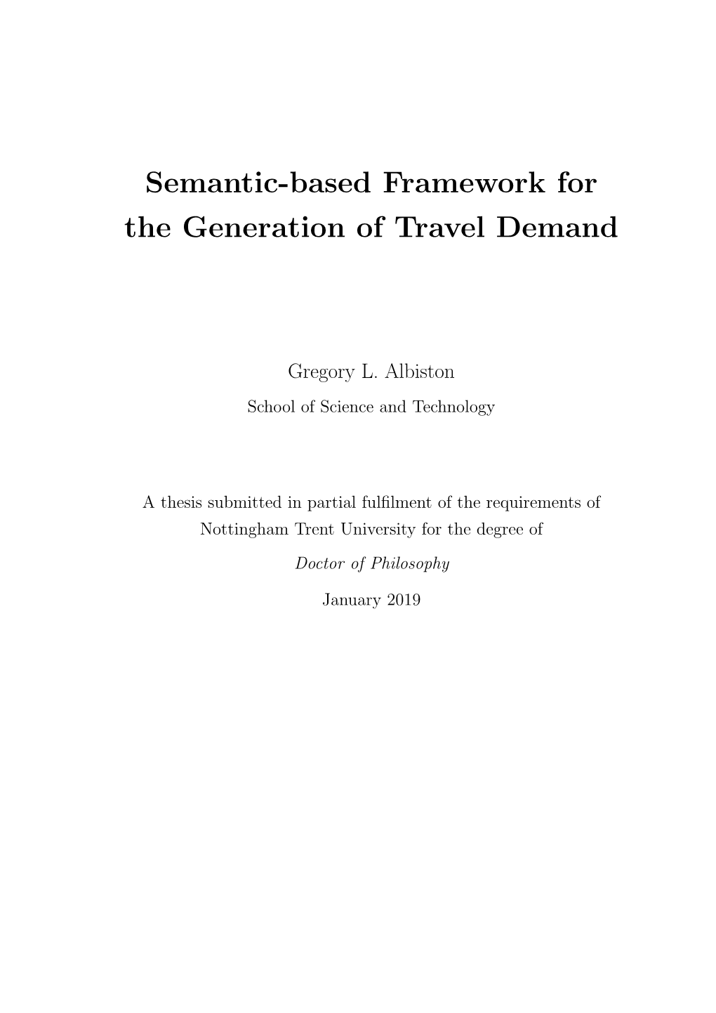 Semantic-Based Framework for the Generation of Travel Demand