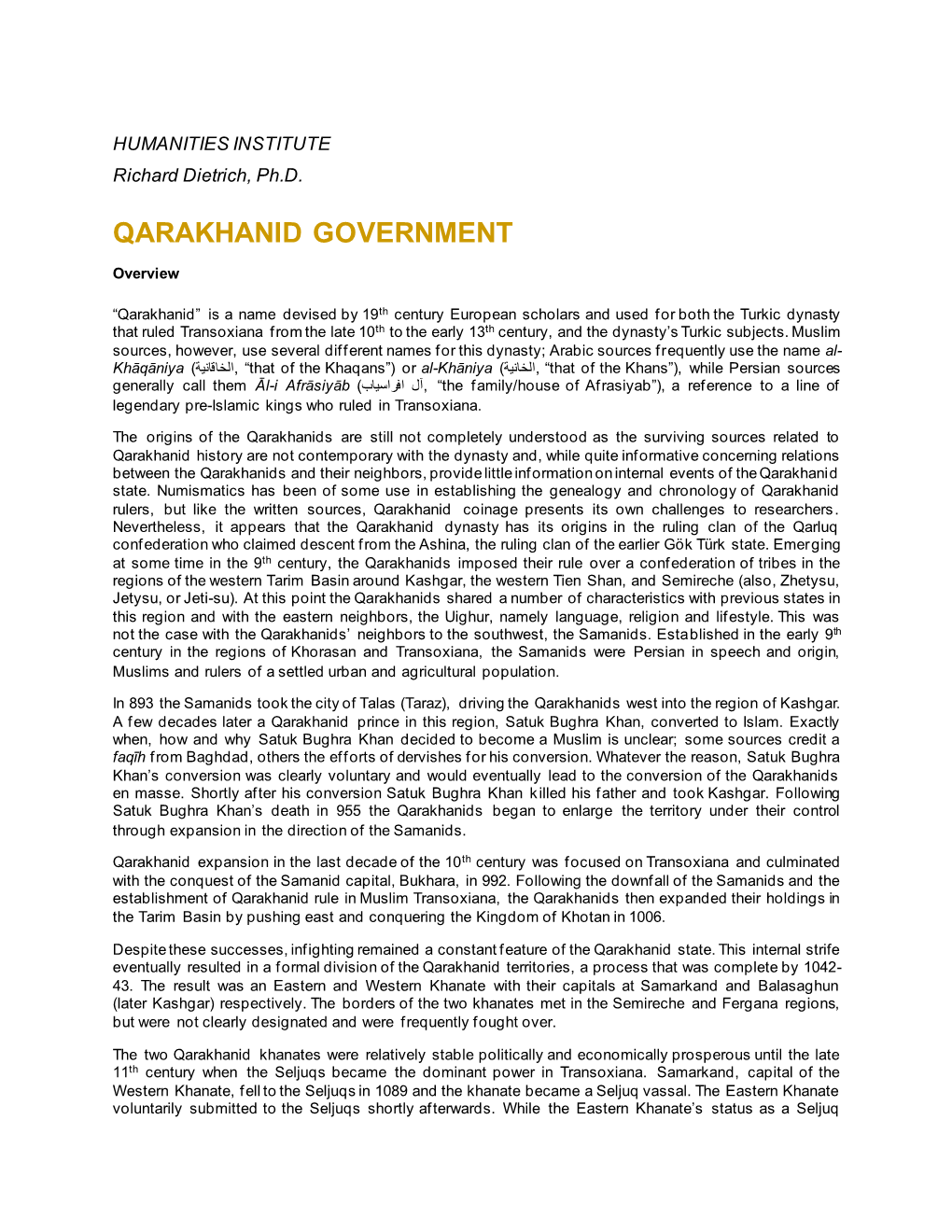 Qarakhanid Government