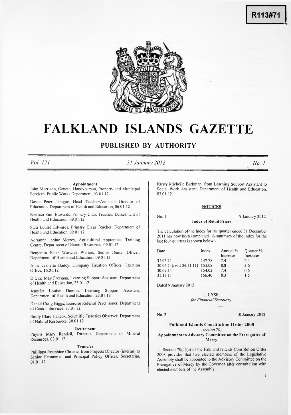 Falkland Islands Gazette
