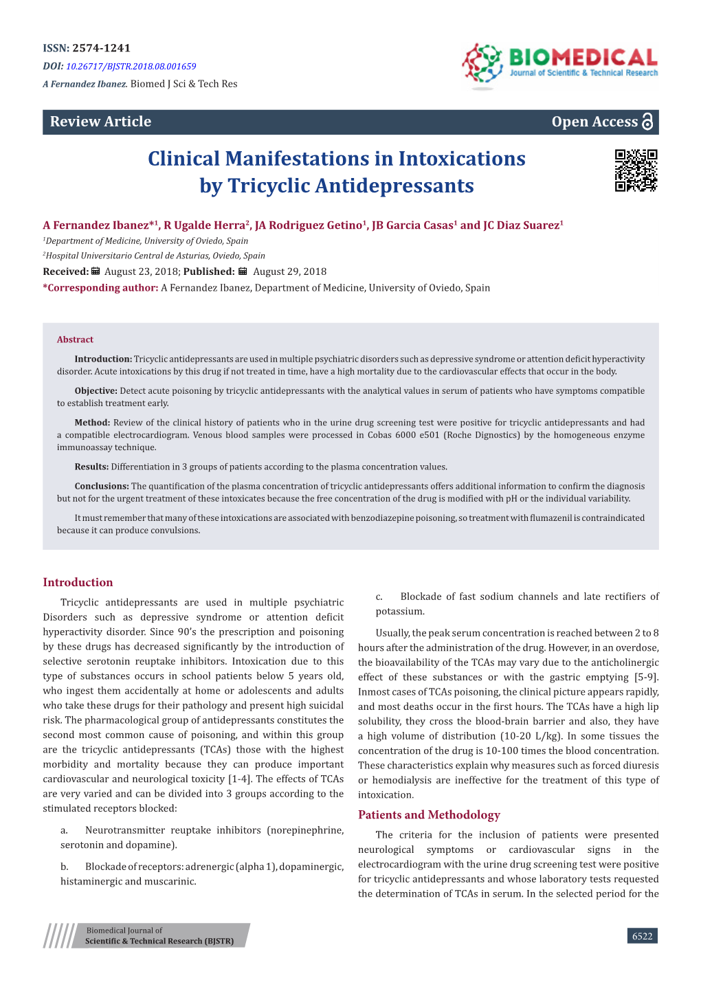 Clinical Manifestations in Intoxications by Tricyclic Antidepressants