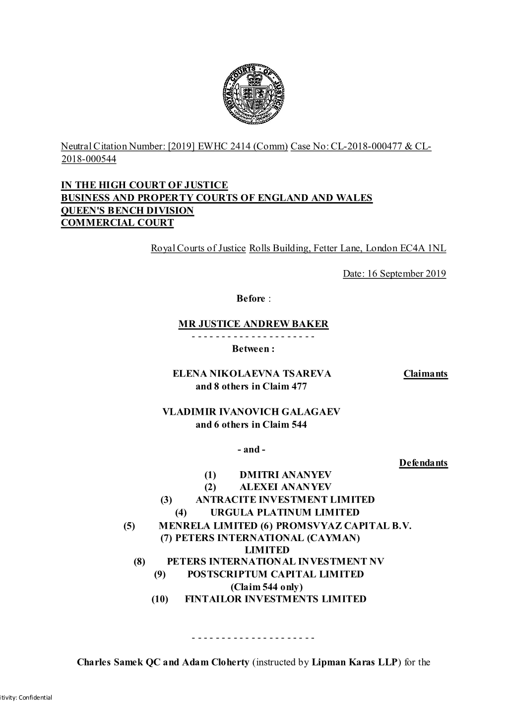 High Court Judgment Template