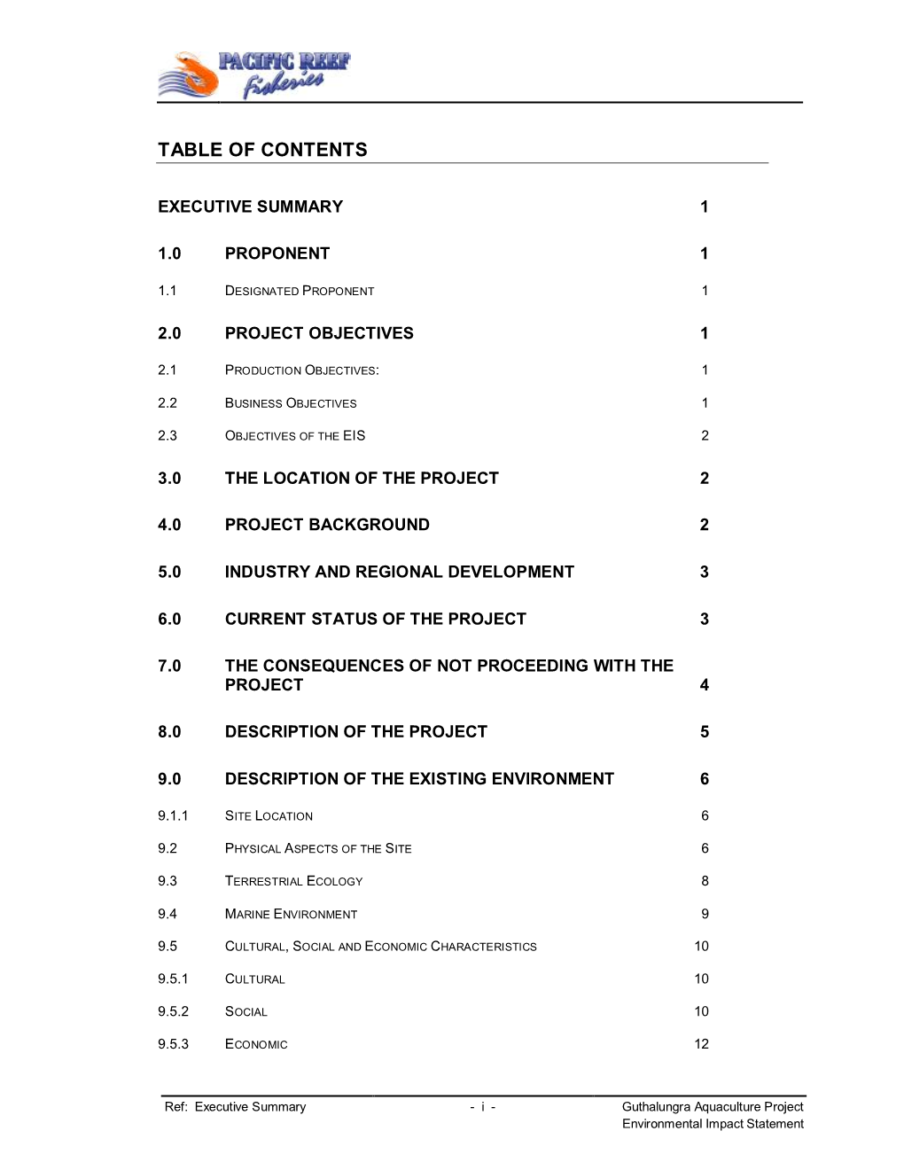 Table of Contents