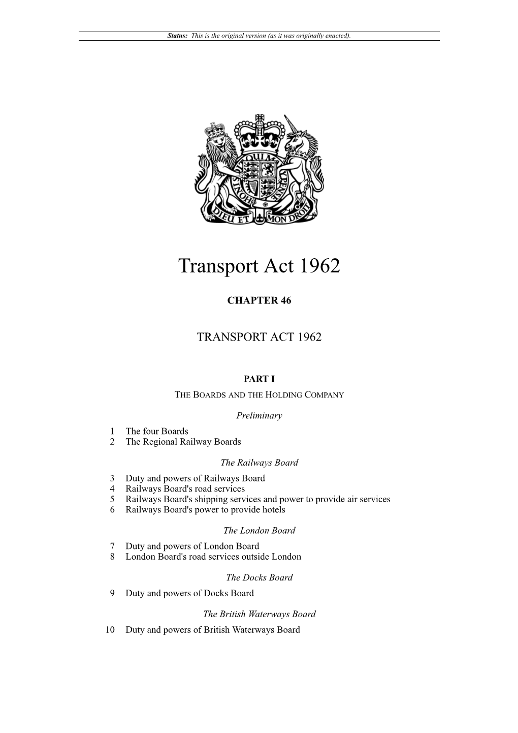 Transport Act 1962