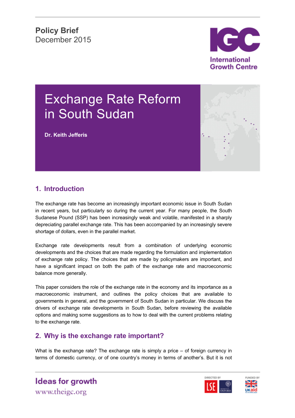 Exchange Rate Reform in South Sudan?