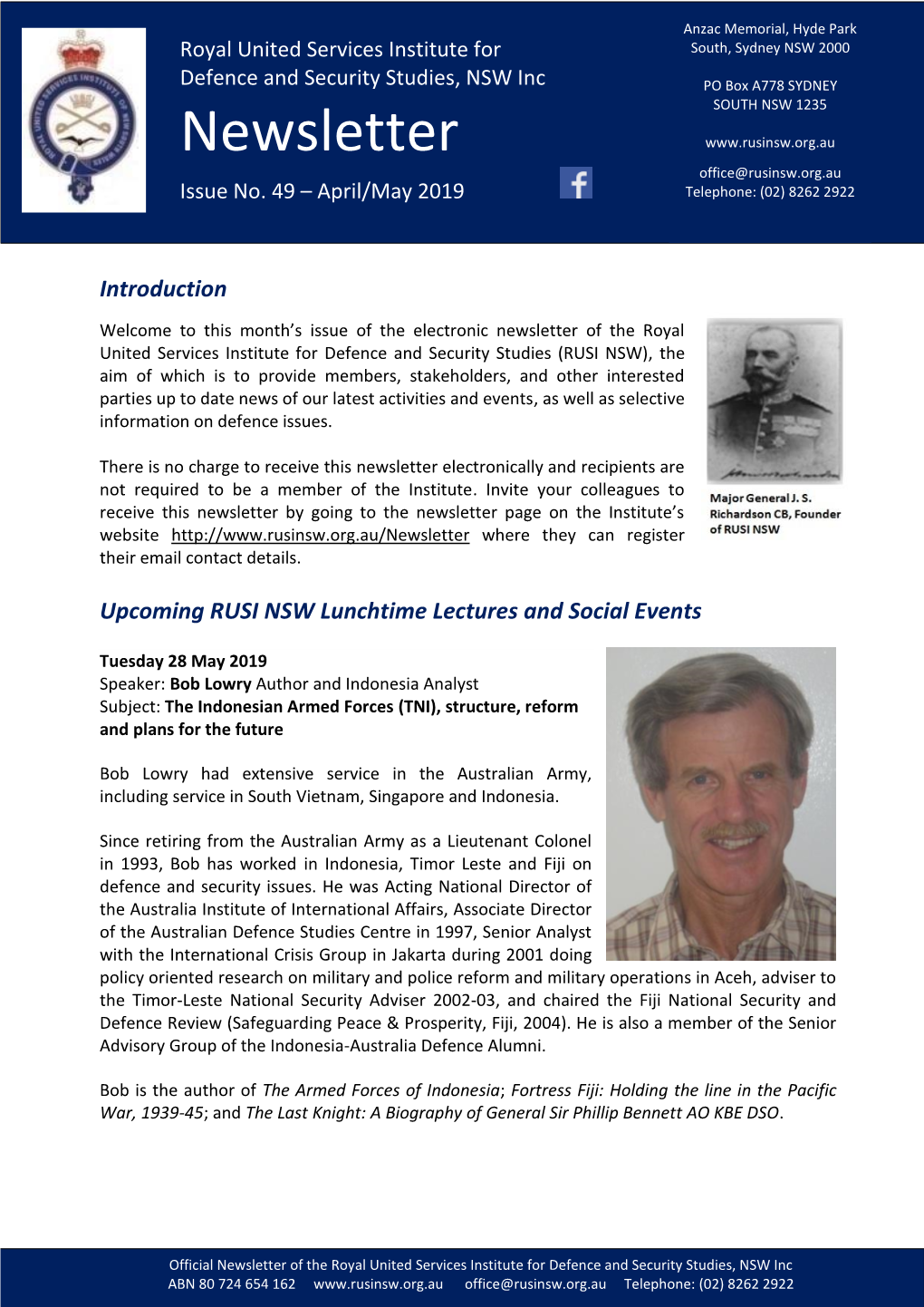 Newsletter Office@Rusinsw.Org.Au Issue No