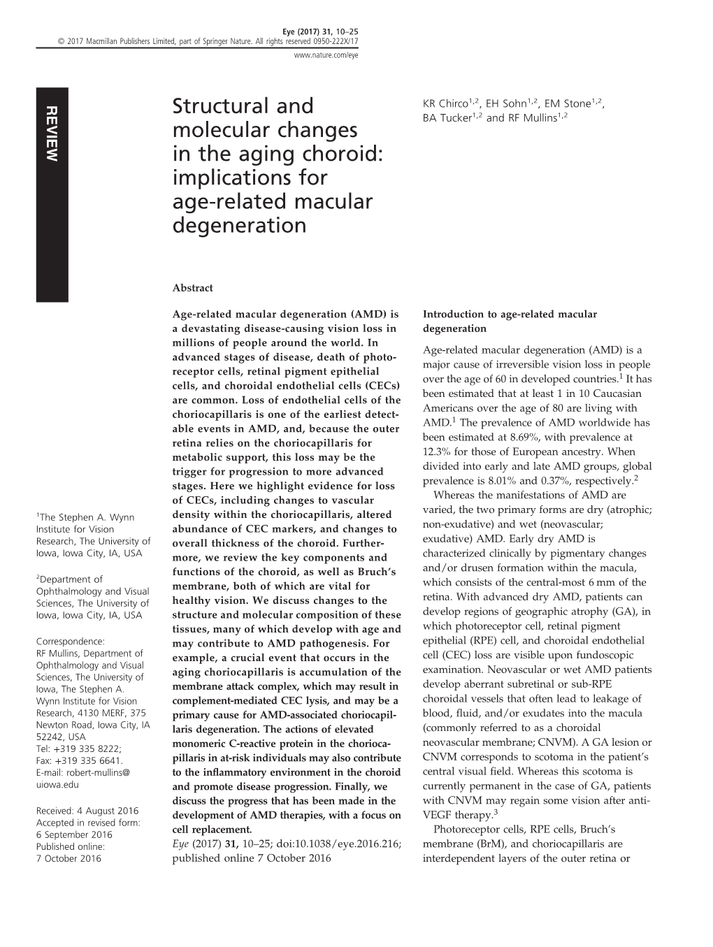 Structural and Molecular Changes in the Aging Choroid KR Chirco Et Al 11