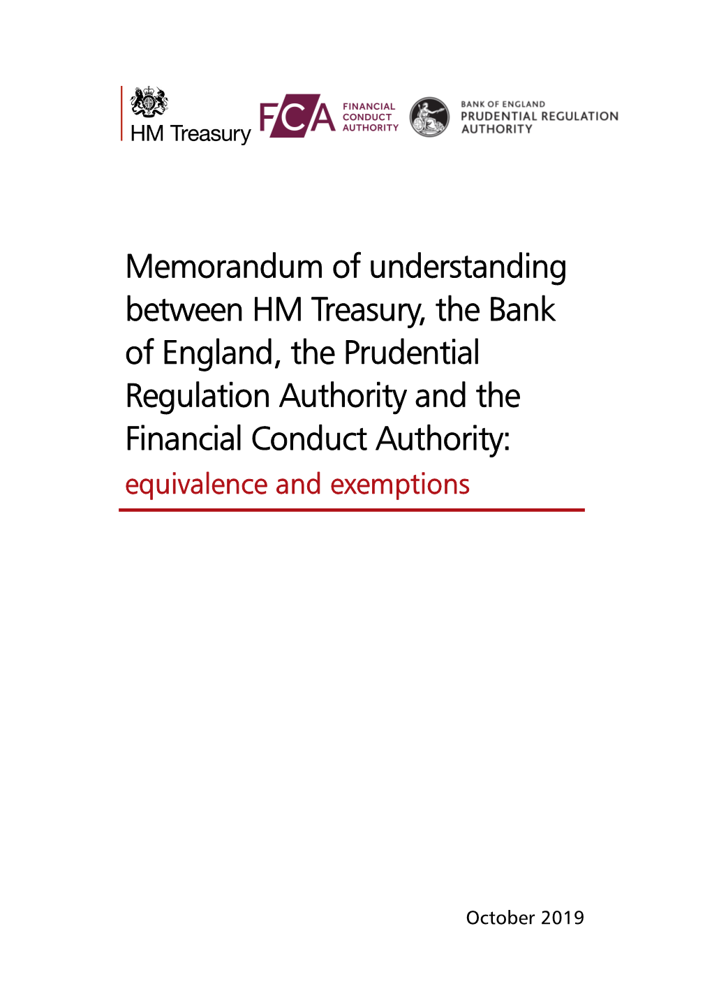 Memorandum of Understanding Between HM