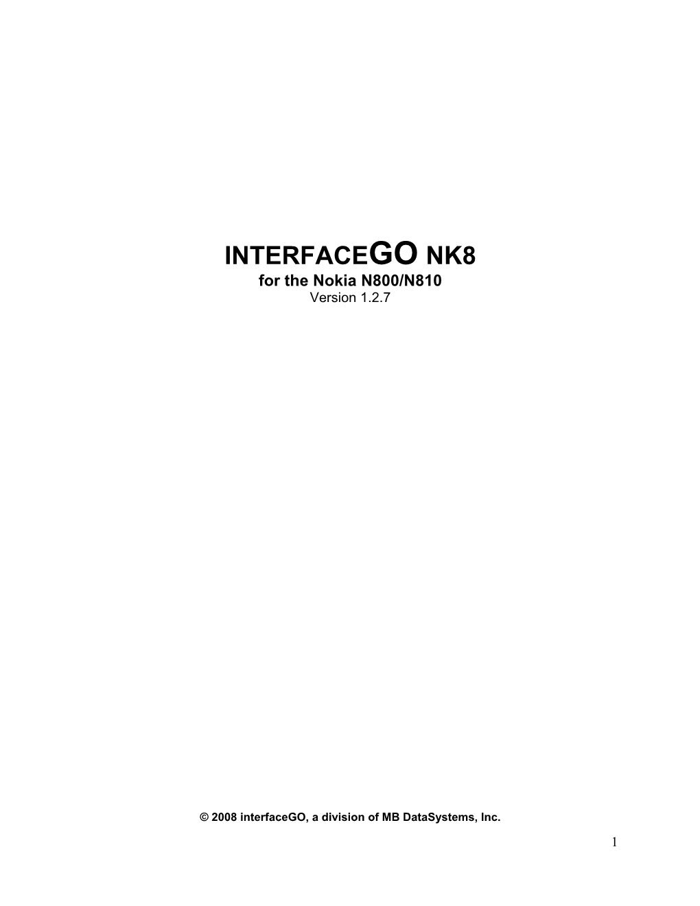 INTERFACEGO NK8 for the Nokia N800/N810 Version 1.2.7