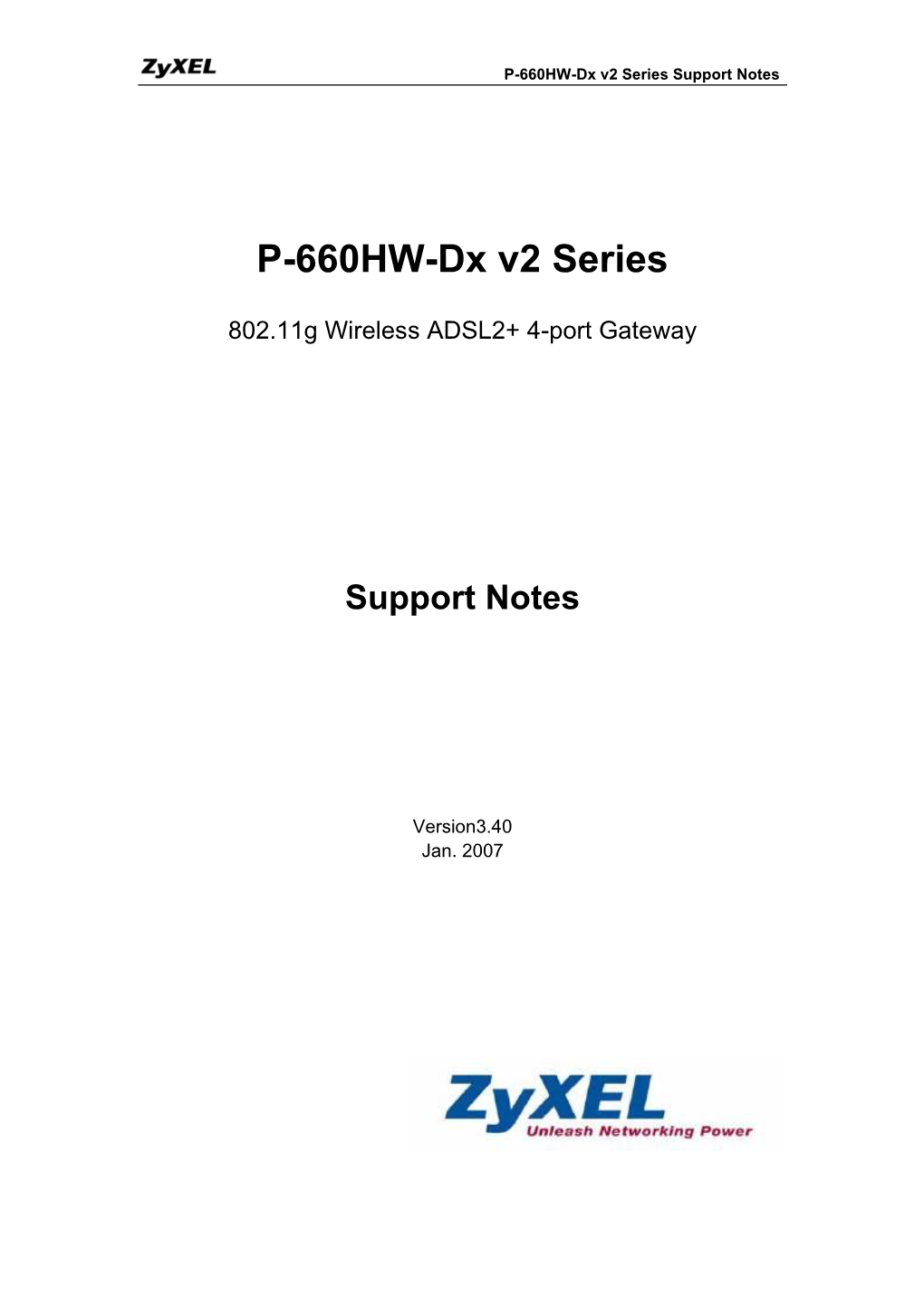 P-660HW-Dx V2 Series Support Notes
