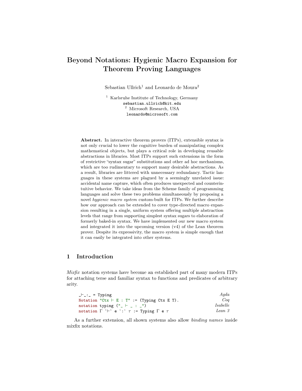 Beyond Notations: Hygienic Macro Expansion for Theorem Proving Languages